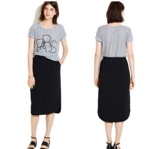Madewell Black Midday Midi Pull-On Skirt Small